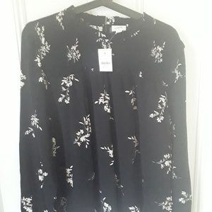 Black with white flowers j crew factory blouse new with tags XXL